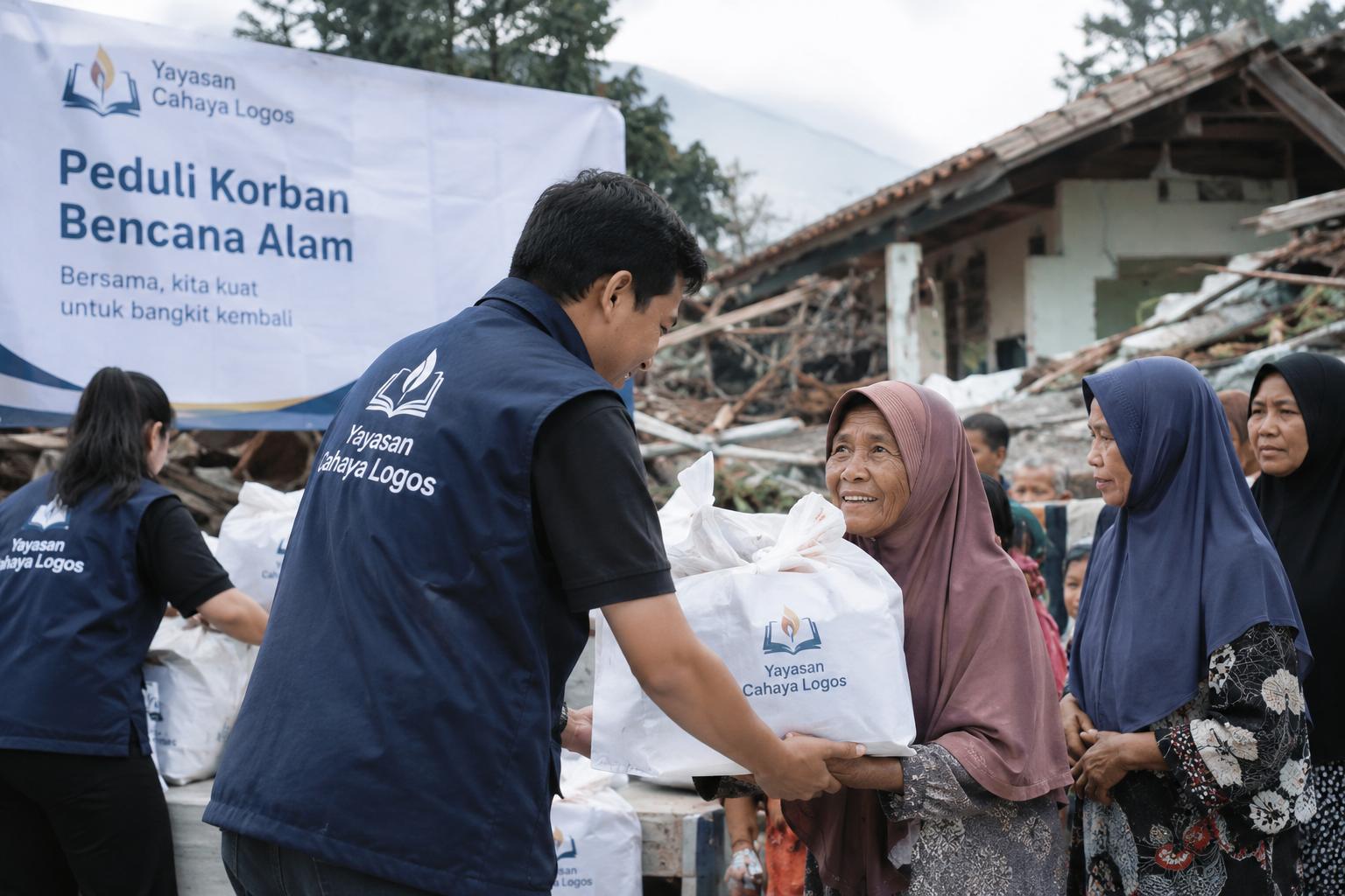 Kegiatan Sosial membantu korban bencana alam